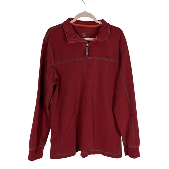 Timberland 1/4 Zip Mens XL Maroon Long Sleeve Pullover Sweatshirt - Picture 1 of 5